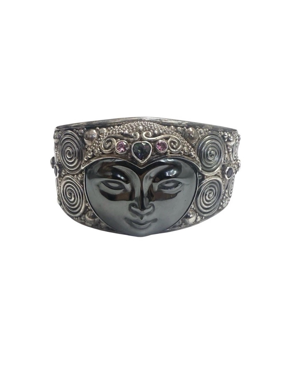 Sajen Sterling Silver Cuff Statement Bangle with Gemstones